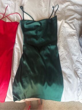 Fashion Nova Emerald Satin Mini Slip Dress